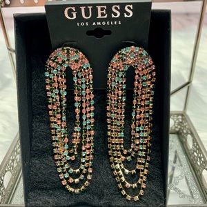 Guess multi color crystal drop earrings